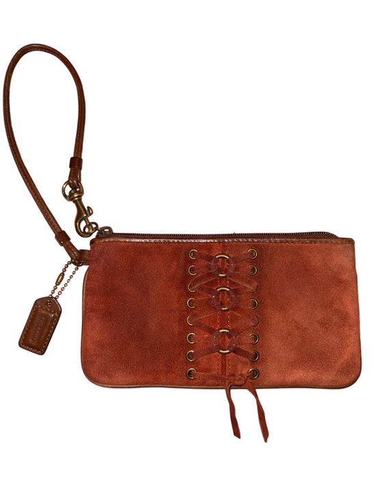 Coach Handbags - Coach Vintage Y2K Corset Laced Wristlet In Rust suede & brown leather.  7139